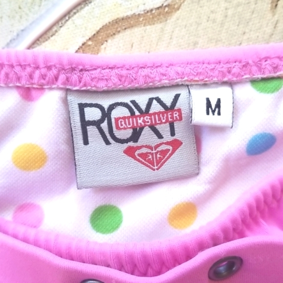 ROXY White Polkadots Lined Belted Boy Shorts Triangle Top Pinks 2 pc Bikini M - Picture 4 of 15
